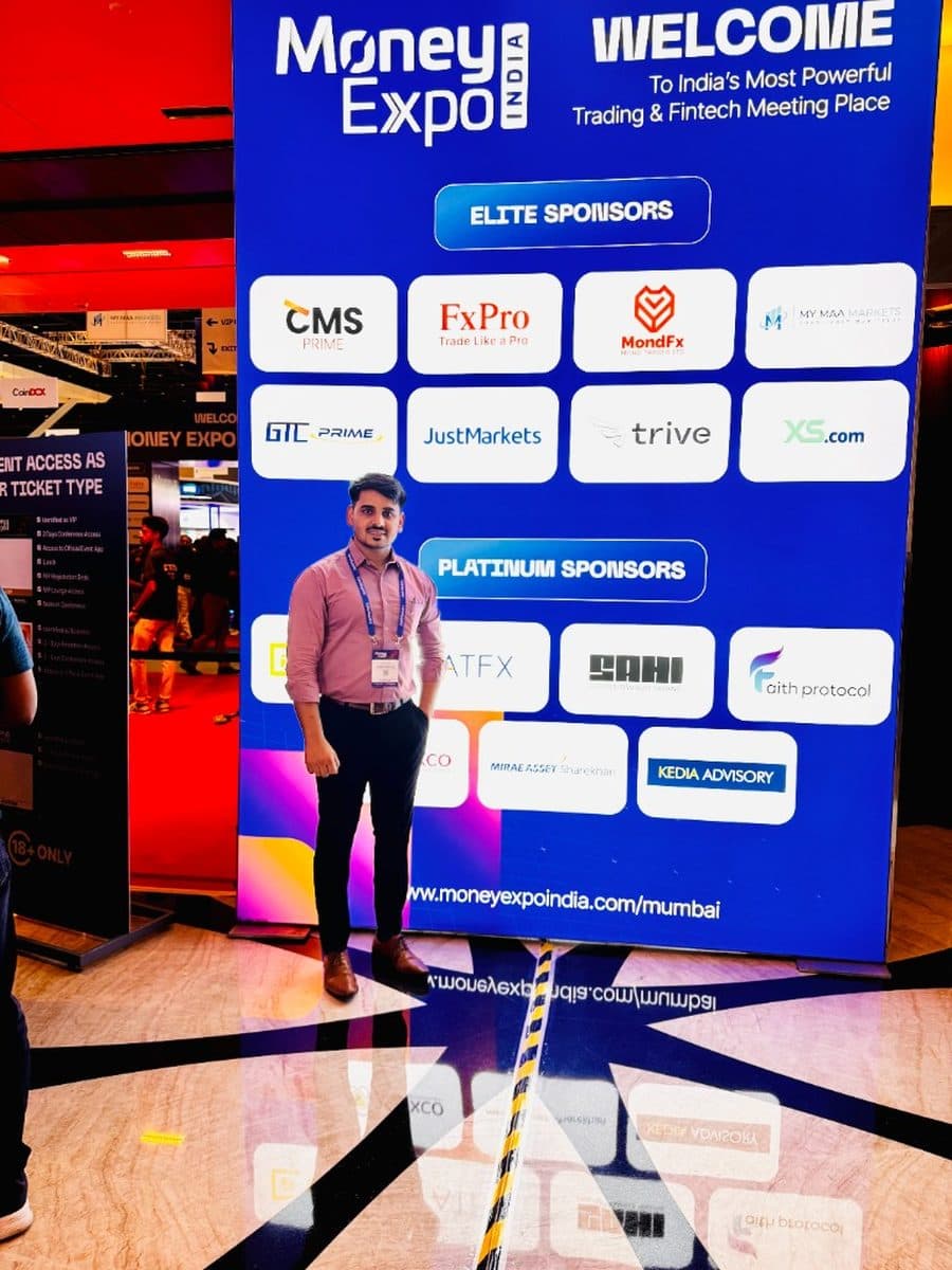 Ranjeet Saini at the entrance of Money Expo India in Mumbai