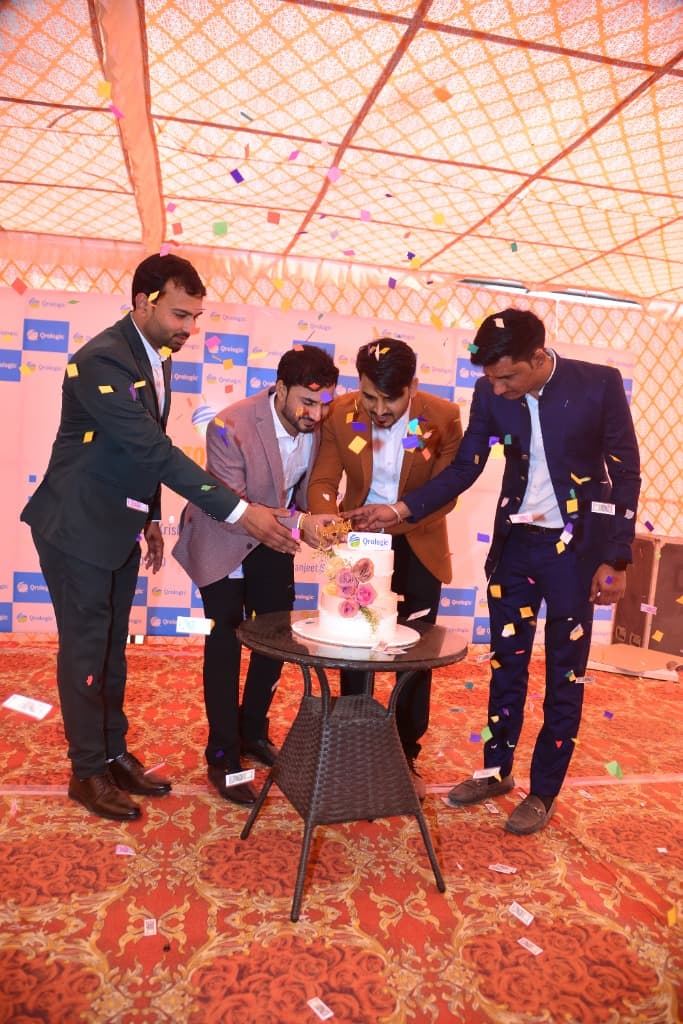 Ranjeet Saini at the Qrologic office opening — confetti moment